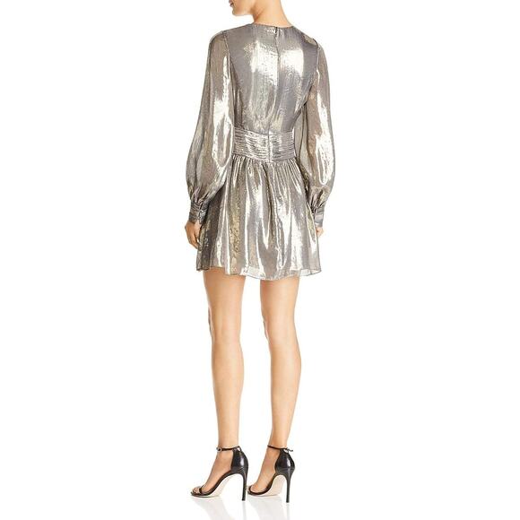 RAMY BROOK Elise Silk Metallic Twist Front Dress US 4 NWT $495 - Picture 3 of 13